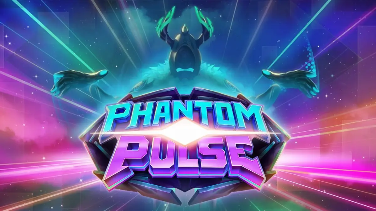 Tampilan visual slot Phantom Pulse dengan tema kosmik dan grid 7x7 yang futuristik.